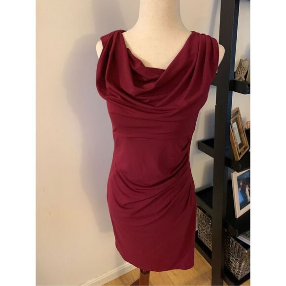 Red/Burgundy Ann Taylor dress mini size 4p stretchy - Picture 1 of 6